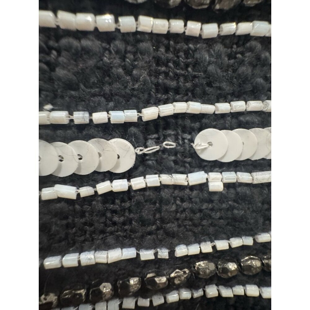 Alice + Olivia Jacket Women's Medium Black White Striped Embellished Sequin Bead - Picture 10 of 11
